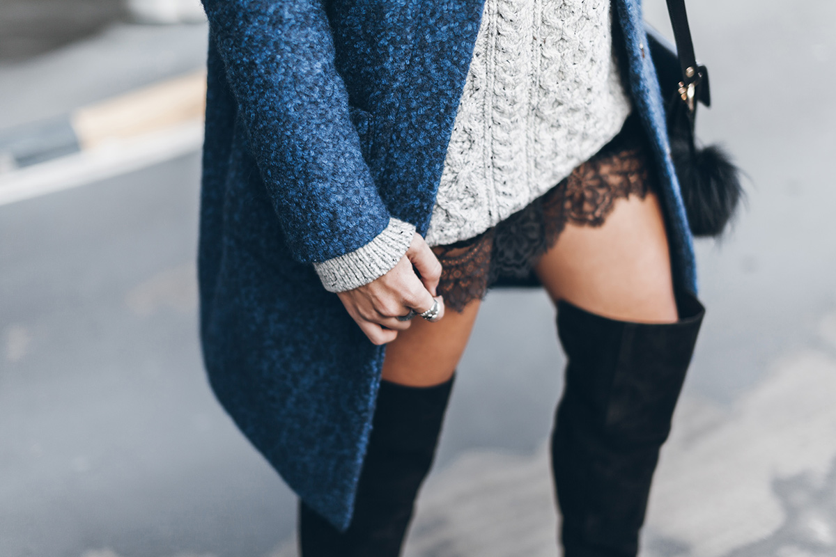 how to swear a lace slip dress under a knit jumper