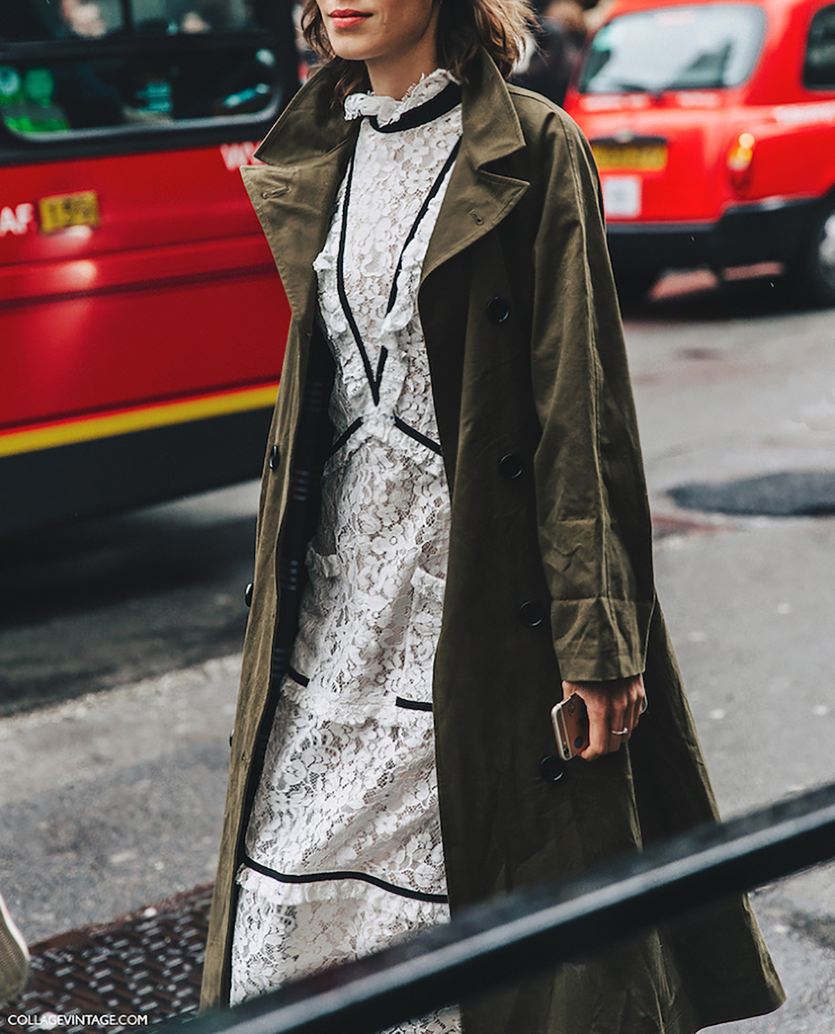 how to wear a lace dress under a trench coat