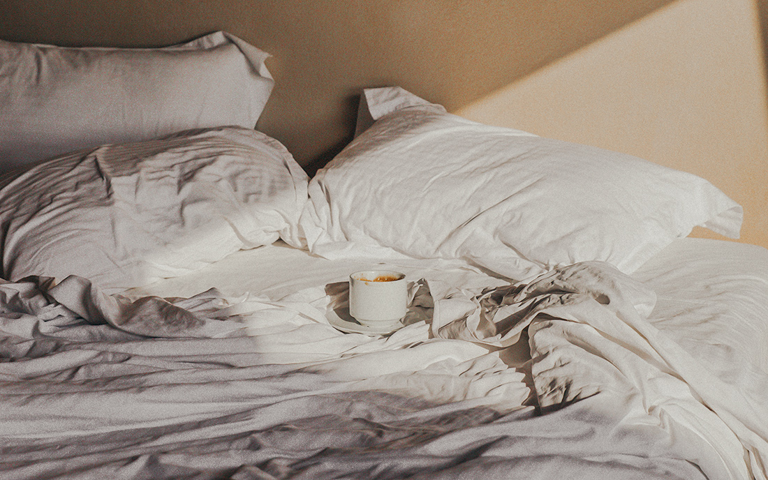 coffee cup in bed